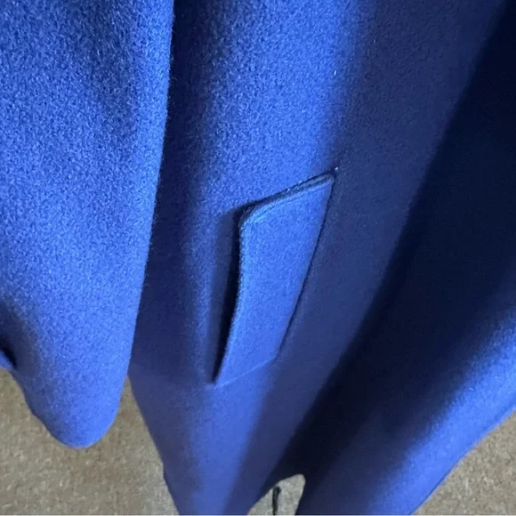 Vtg 80s Beautiful Blue 80% Wool Long Winter Coat/Duster Purple lining USA - Picture 3 of 16
